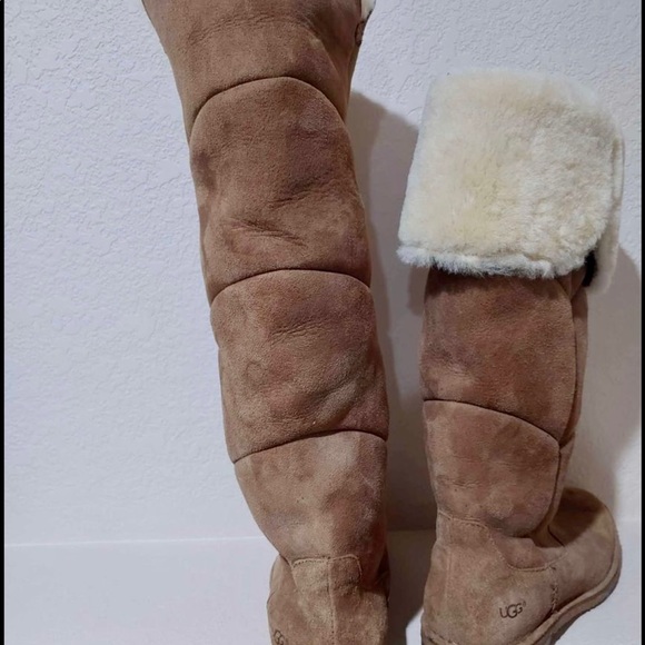 ugg sibley tall over the knee chestnut suede fur boots womens size US 7 - Picture 3 of 8